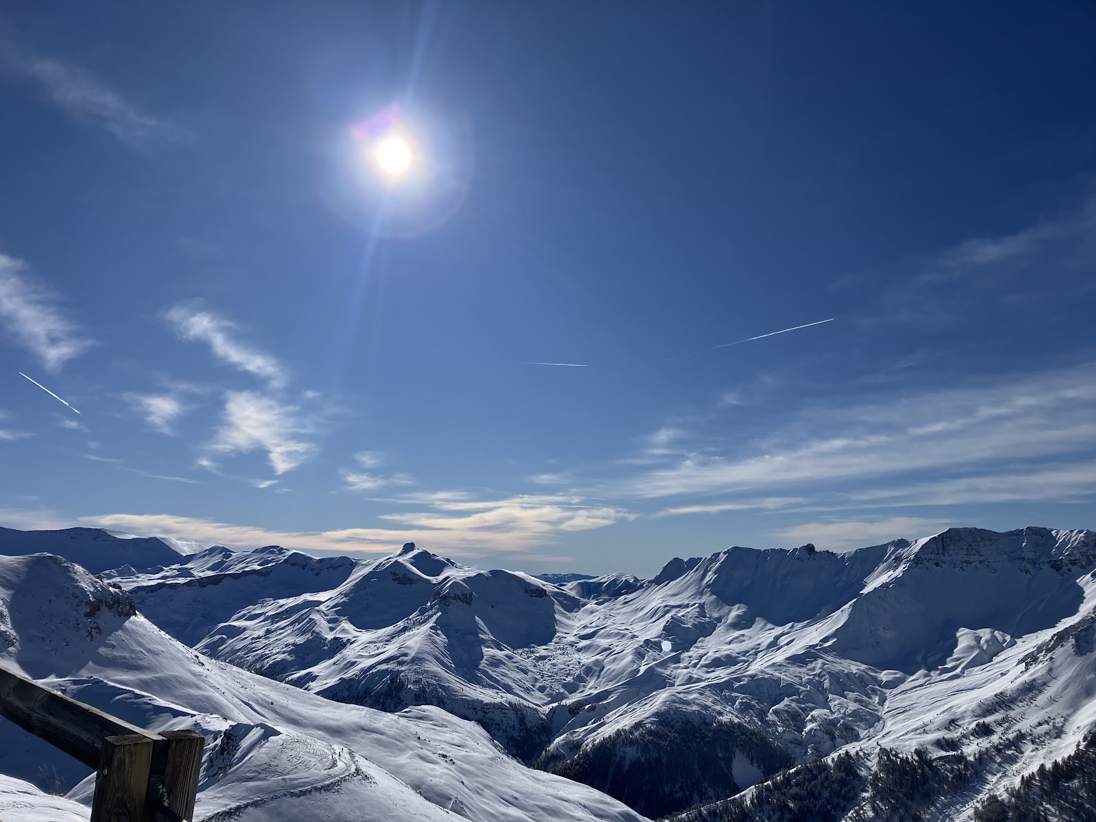 The sunny village of Auron beneath the Mercantour peaks