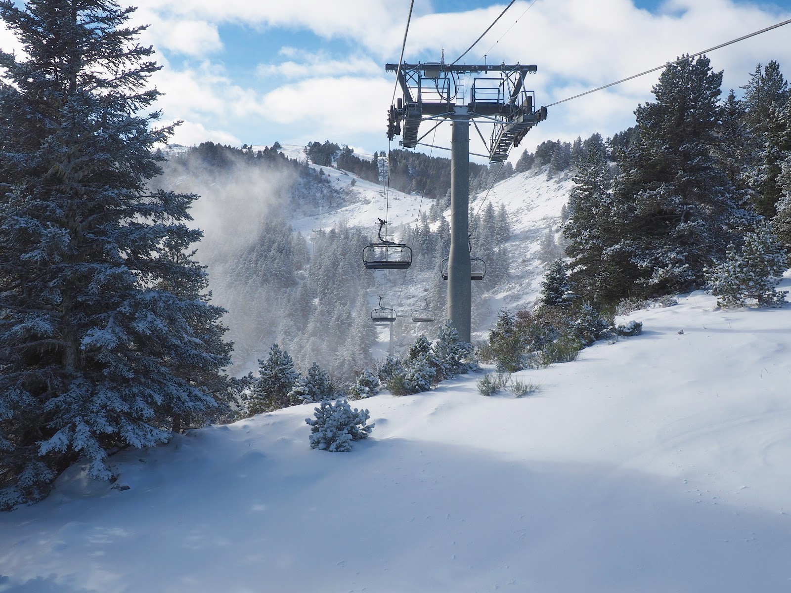 The gondola base and slopes above Ax les Thermes