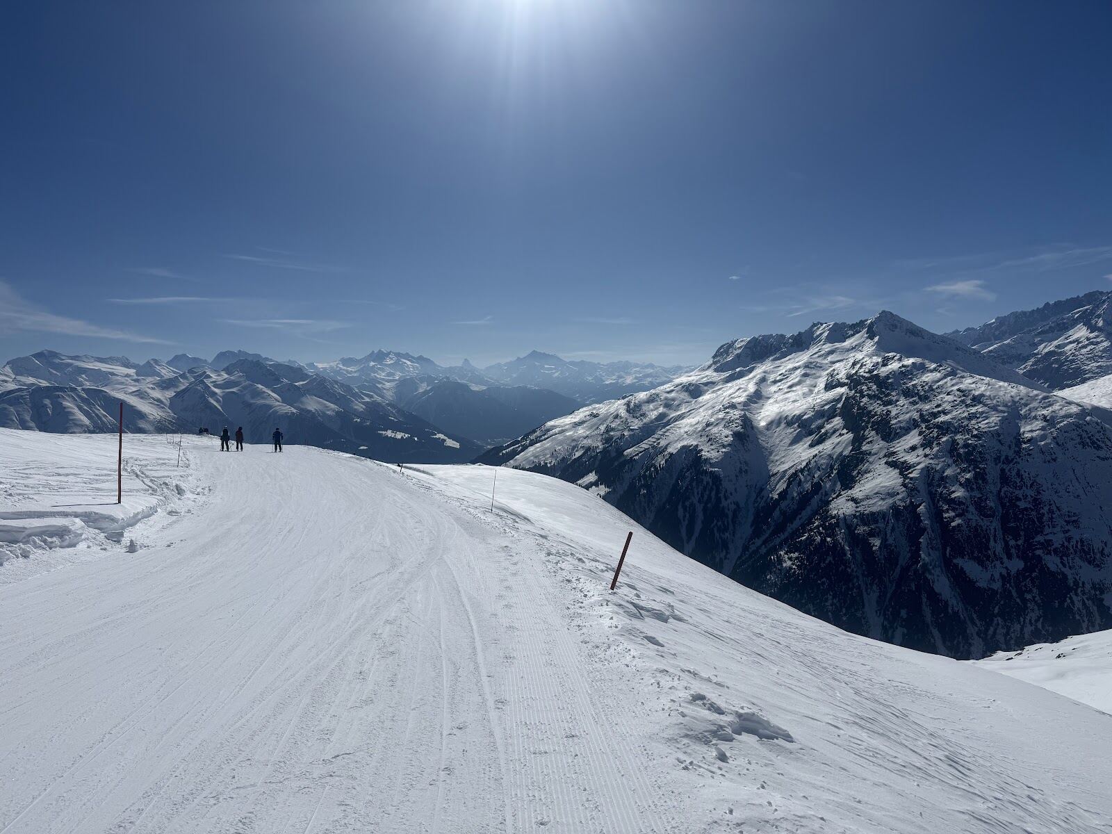 The sun terrace village of Bellwald above the Goms valley in the upper Valais under winter snow