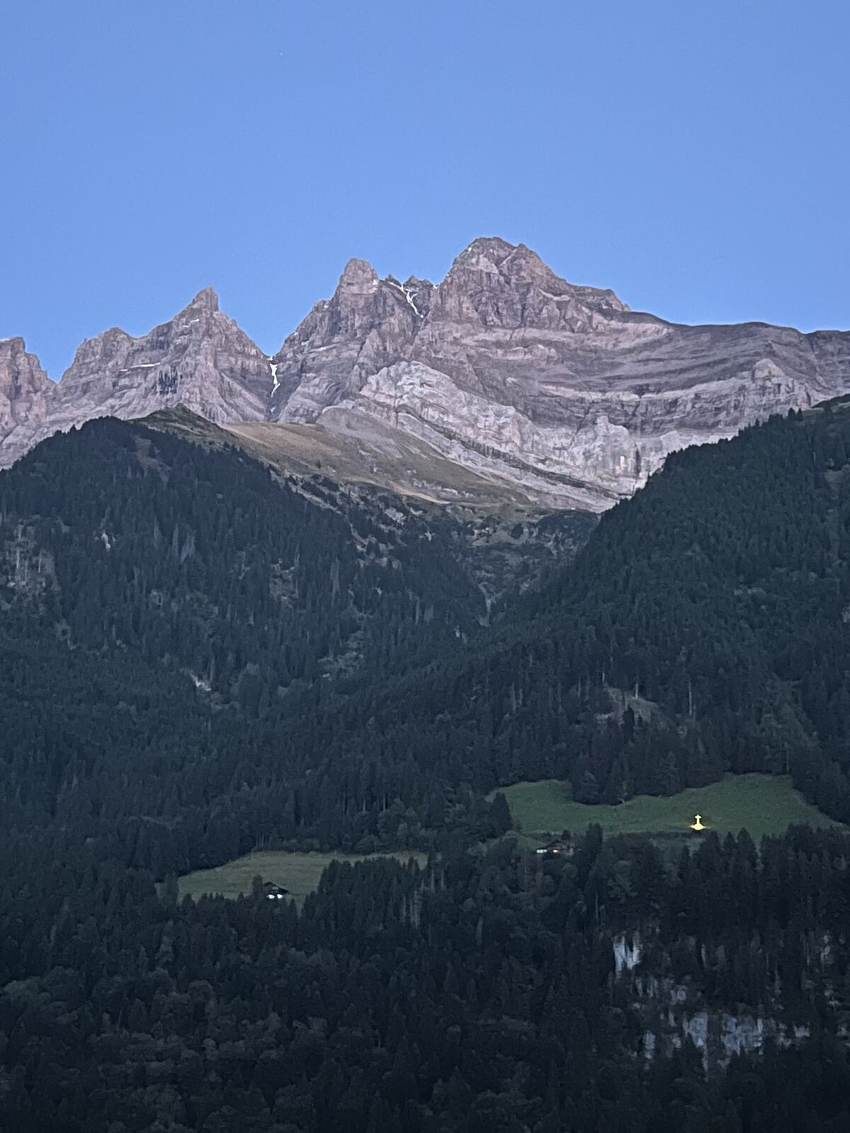 Snow covered pistes on the Swiss side of the Portes du Soleil above Champery