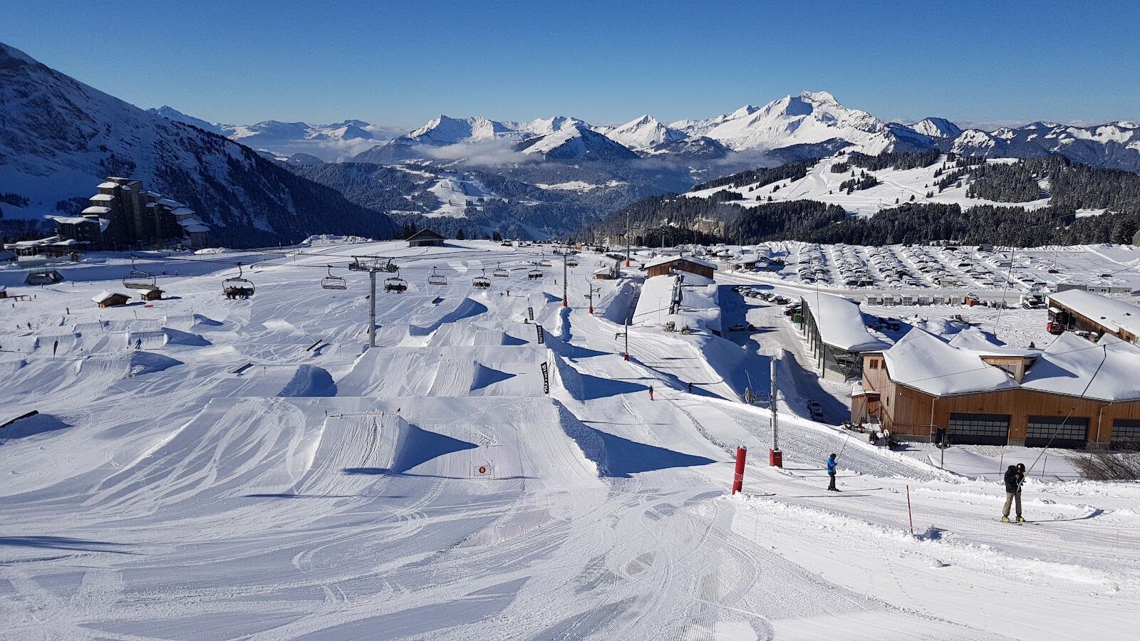 Winter view across the mountains between France and Switzerland