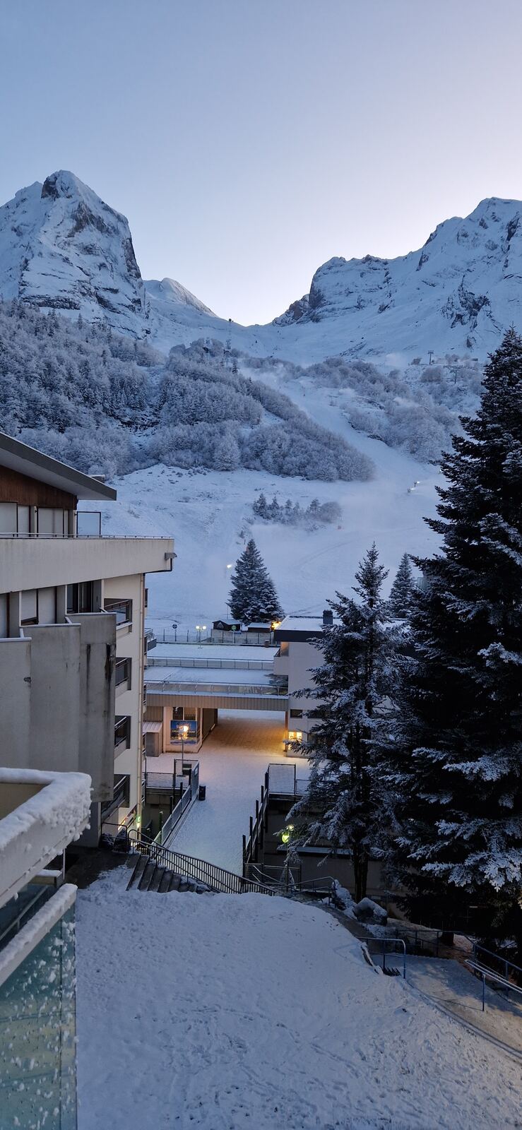 The snowy north facing bowl of Gourette in the western French Pyrenees