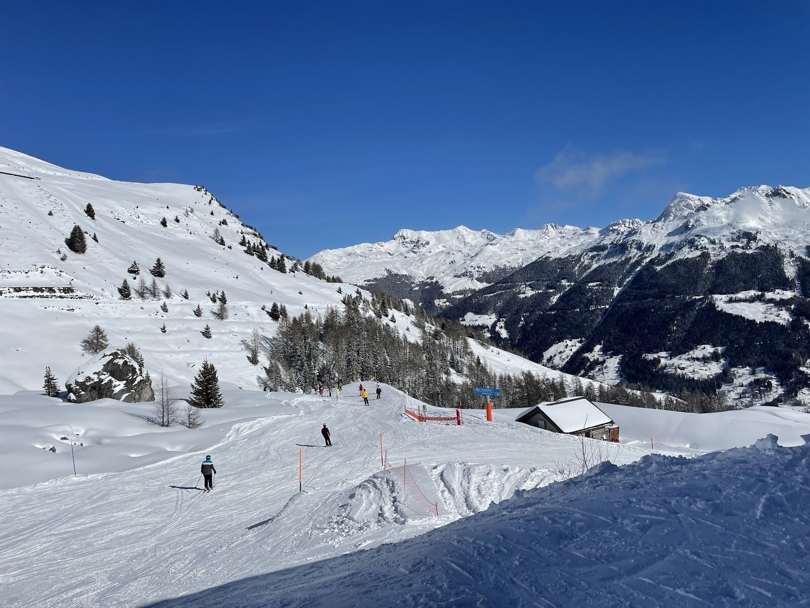 High freeride terrain on the Zinal side under the Weisshorn