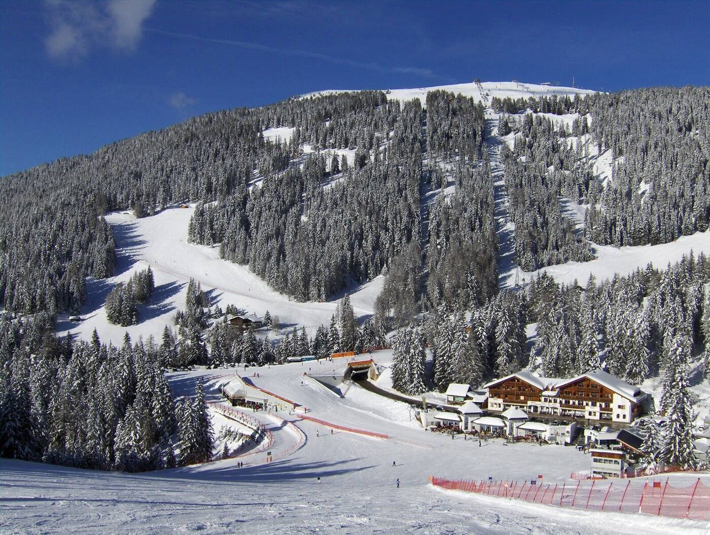 Modern gondola rising from Bruneck to Kronplatz