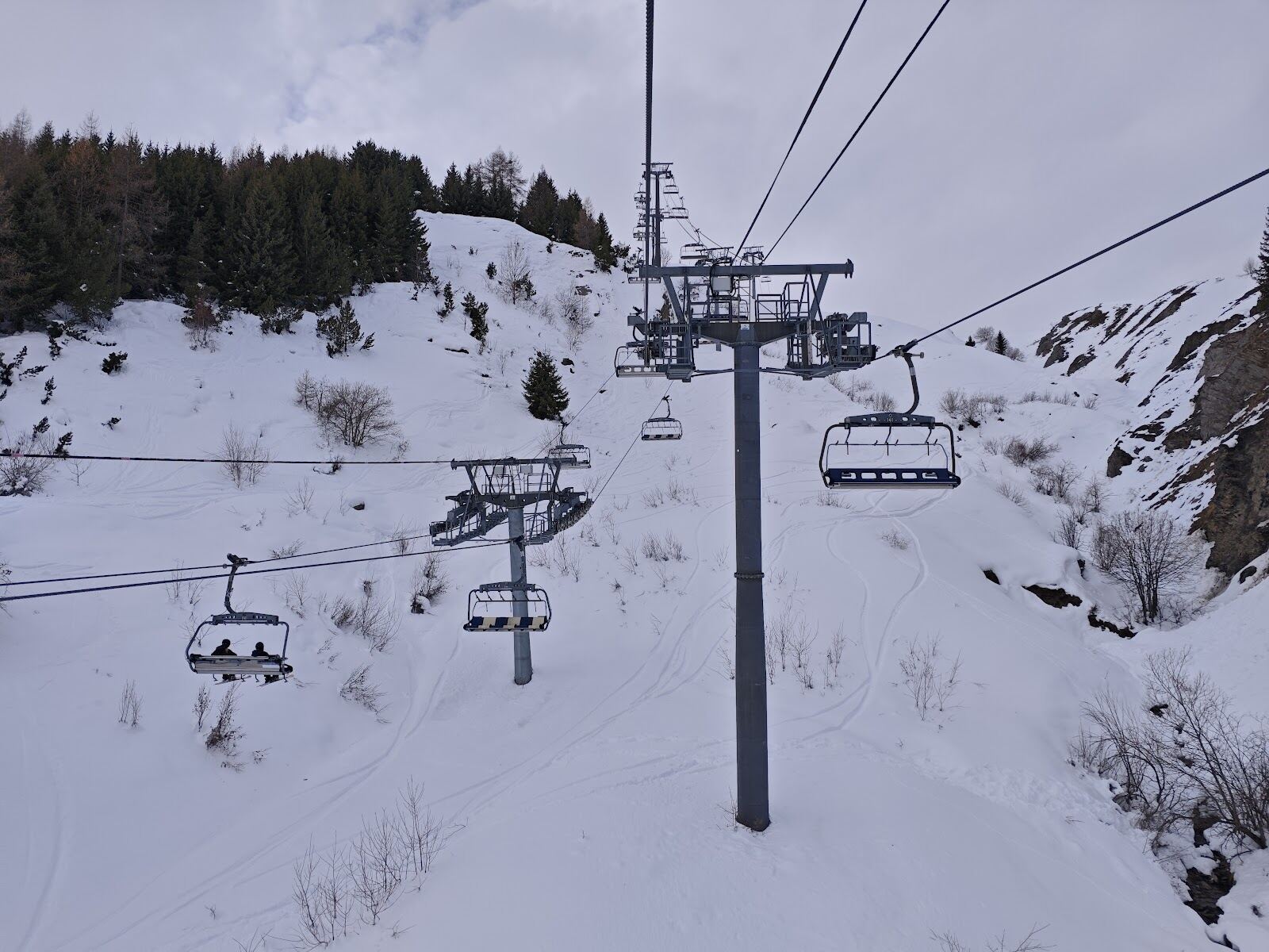 The Sybelles ridgelines under blue sky seen from the upper lifts