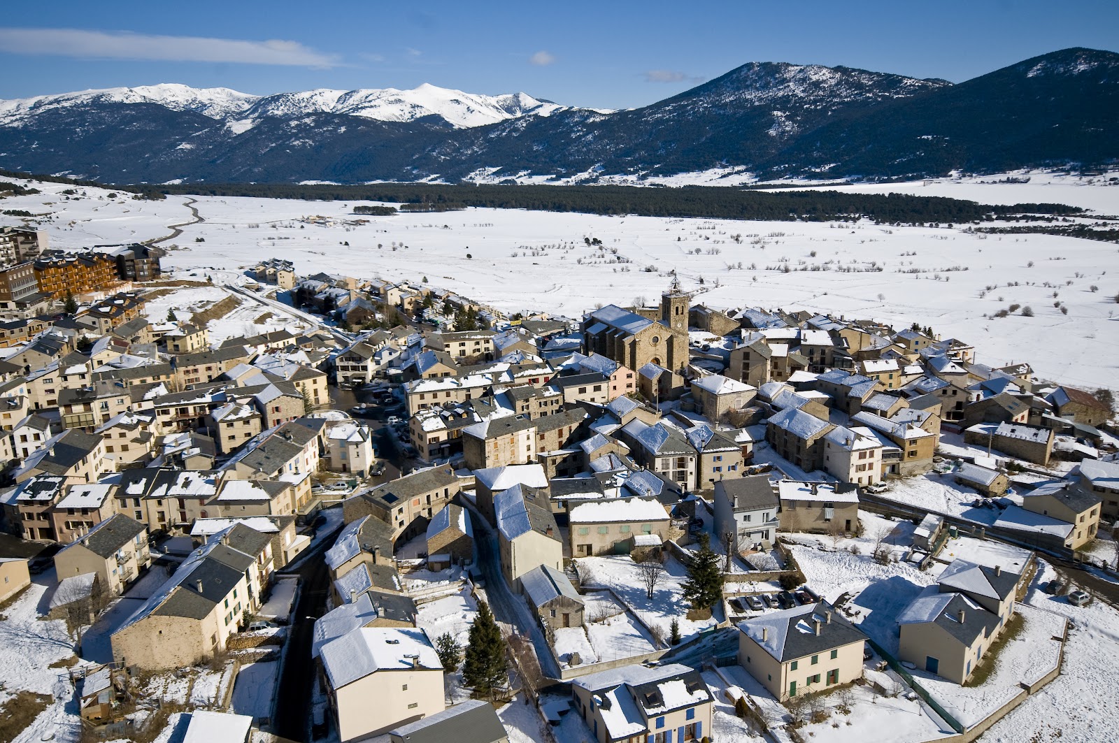 Winter scenery across the southern French Pyrenees at Les Angles