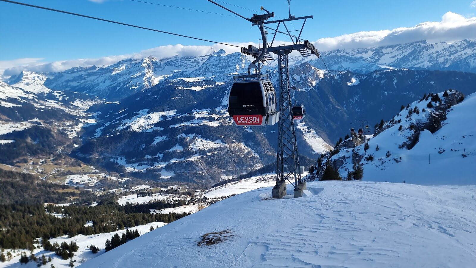 The village of Leysin on its sunny terrace high above the Rhone valley