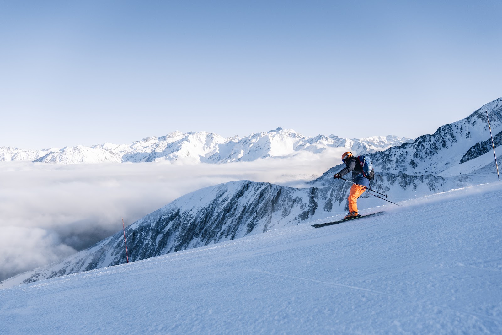 The high open bowl of the Luz Ardiden ski area above Luz Saint Sauveur in the French Pyrenees