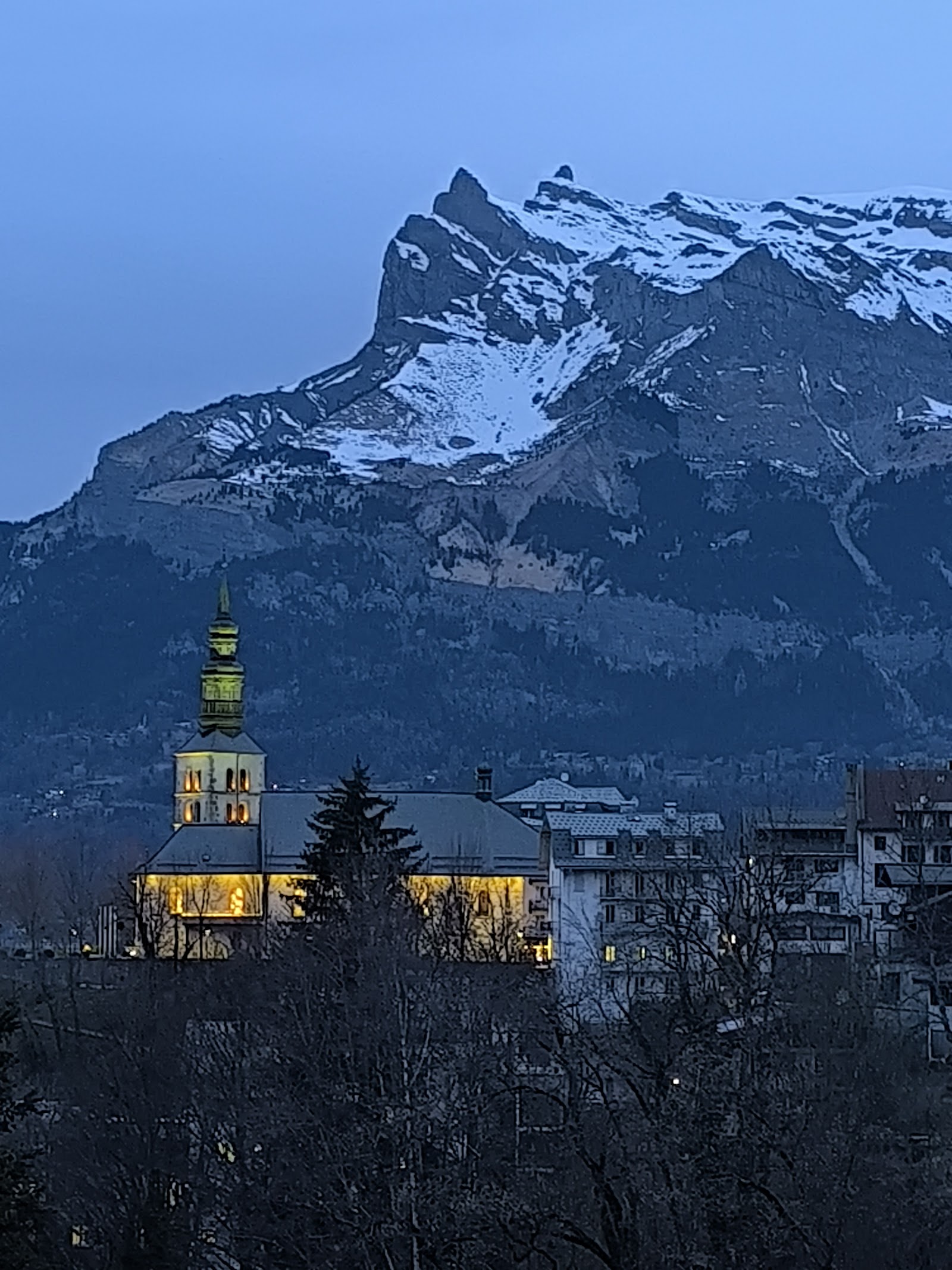 The spa town of Saint Gervais below the Mont Blanc massif in winter