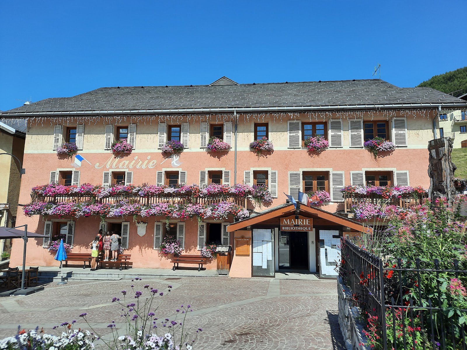 Traditional Savoyard chalets and snowy rooftops in the Belleville valley