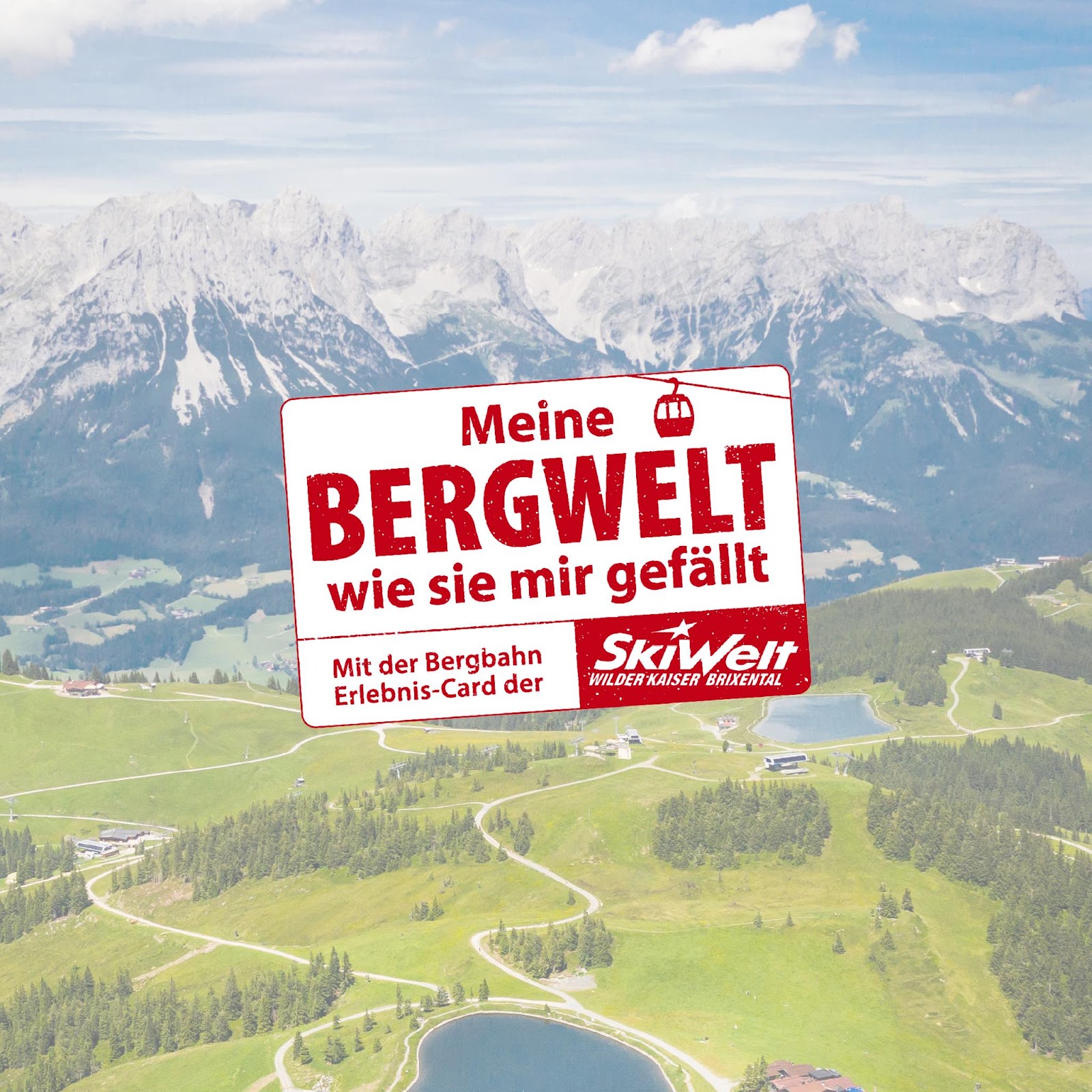 Wide gentle ski pistes of the SkiWelt above Soll with the Wilder Kaiser mountains behind