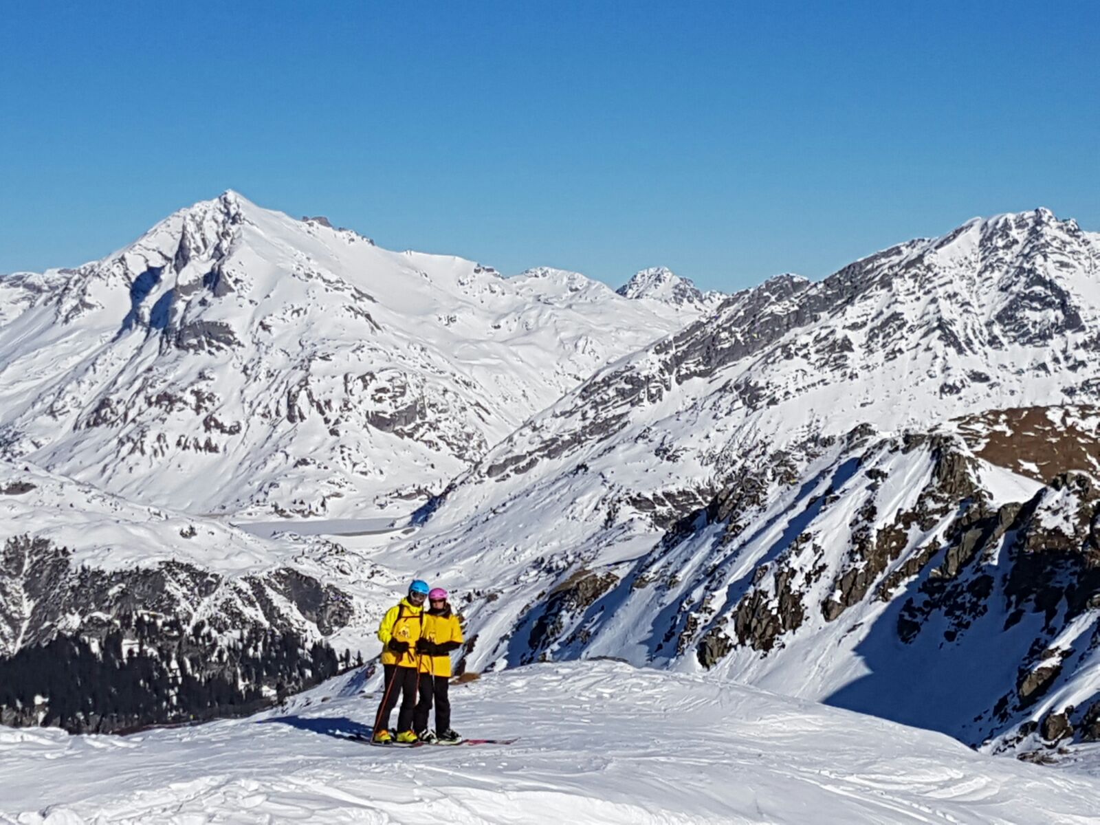 A skier in deep off piste powder in the Arlberg backcountry above St Anton