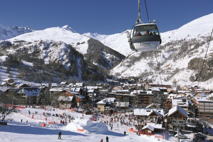 The Savoyard village of Valloire in the Maurienne valley under snow